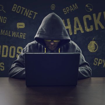 hacker hoodie mask on laptop virus vpn services security 